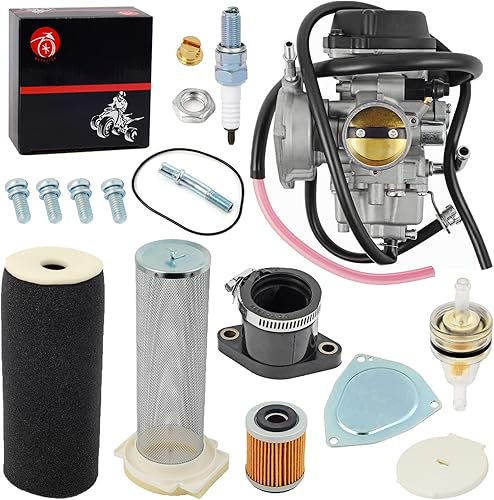 Carburador Carb & Air Filter & Guide Kit de arranque de colector de admisión para Yamaha 2004-2013 Raptor 350 Filtro de aire