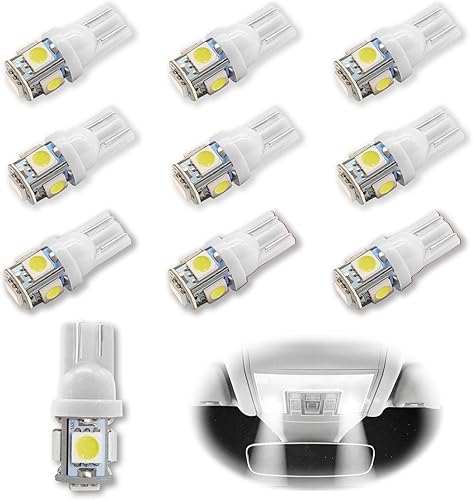 Miniatura 9 de 10 piezas bombillas LED 194 de 6000K, cuña T10, bombillas LED 5SMD chips 5050, 168 T10 2825 5SMD DC 12V bombillas de repuesto para luces de cúpula