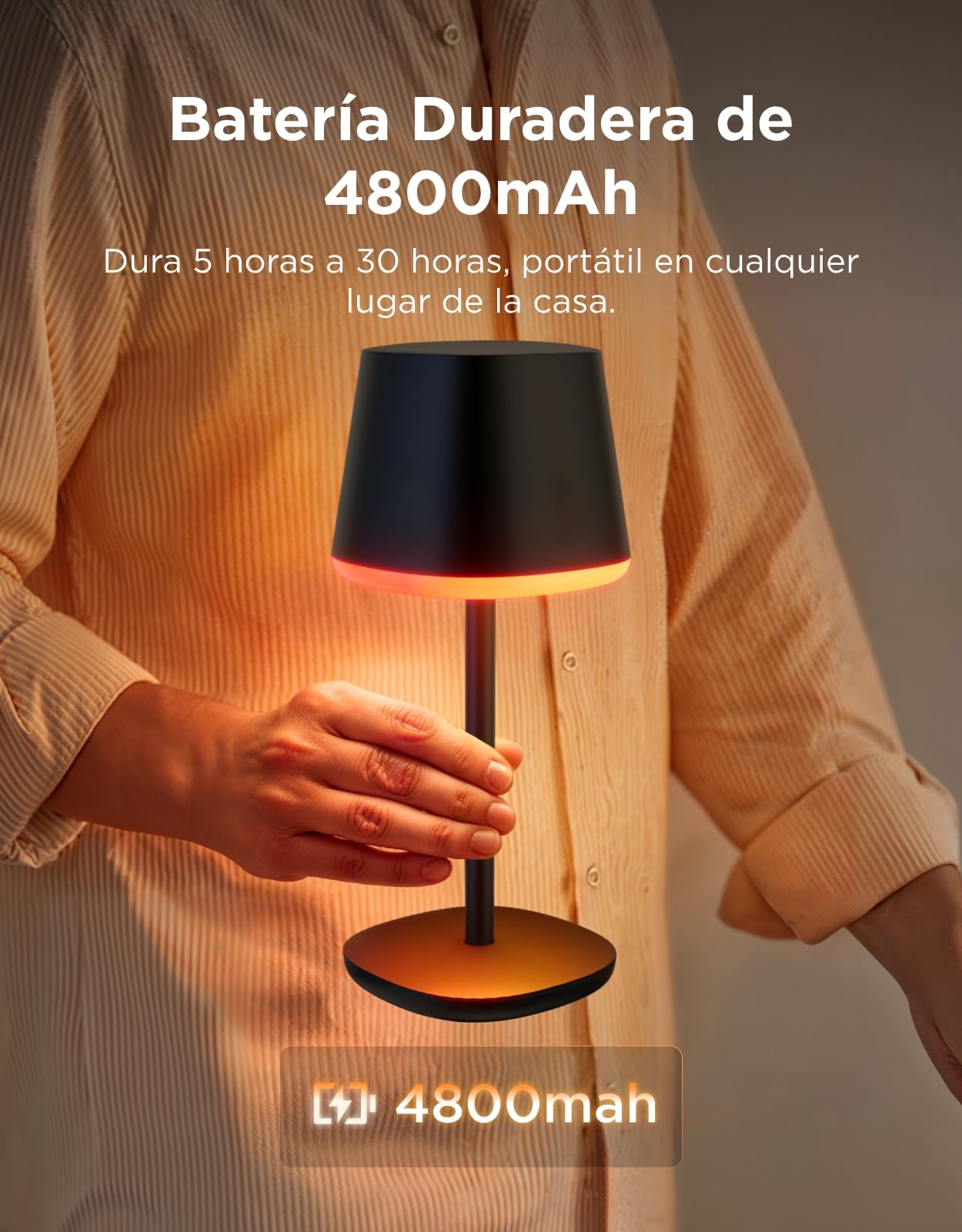 Govee RGBICWW Lamparas de Mesita de Noche, Lampara Mesita Noche LED | Compatible con Matter Alexa, 72 Escenas, 500LM Regulable, Recargable 4800mAh, 2700-6500K Lamp para Sala de Estar y Dormitorio