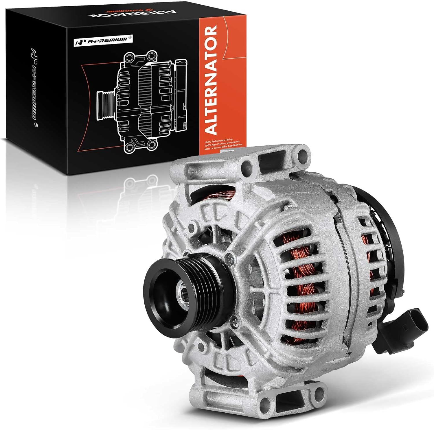 A-Premium Alternator Compatible with Mercedes-Benz E350 2006, R350 2006, ML350 2006 & Dodge Sprinter 2500, Sprinter 3500 & Freightliner Sprinter 2500, Sprinter 3500, 3.5L, 12V 180A 6-Groove Pulley CW