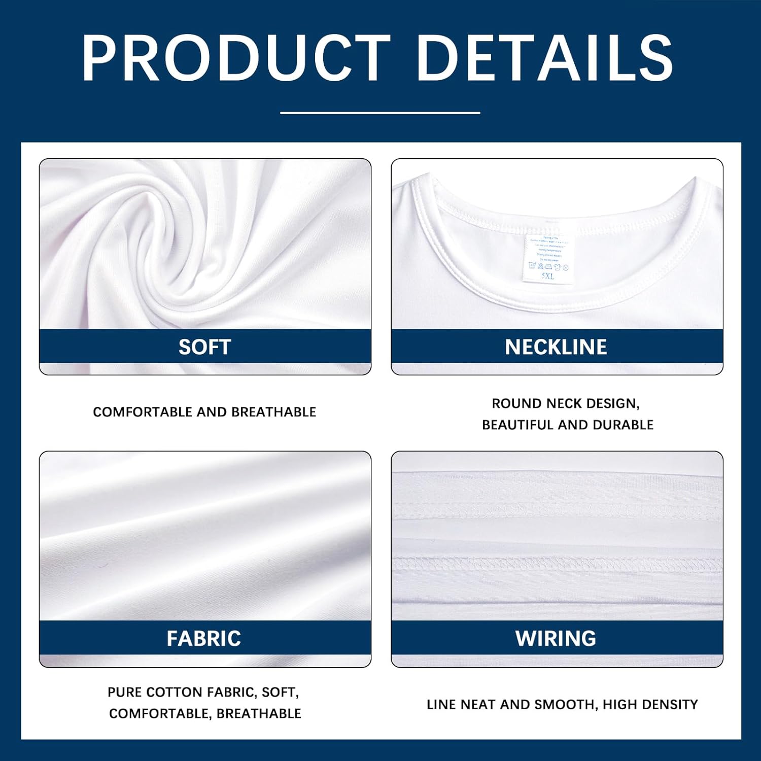 OKBA 3 PCS Sublimation Blank T-Shirts Round Collar Long Sleeves Adult White Polyester t Shirts - Image 4