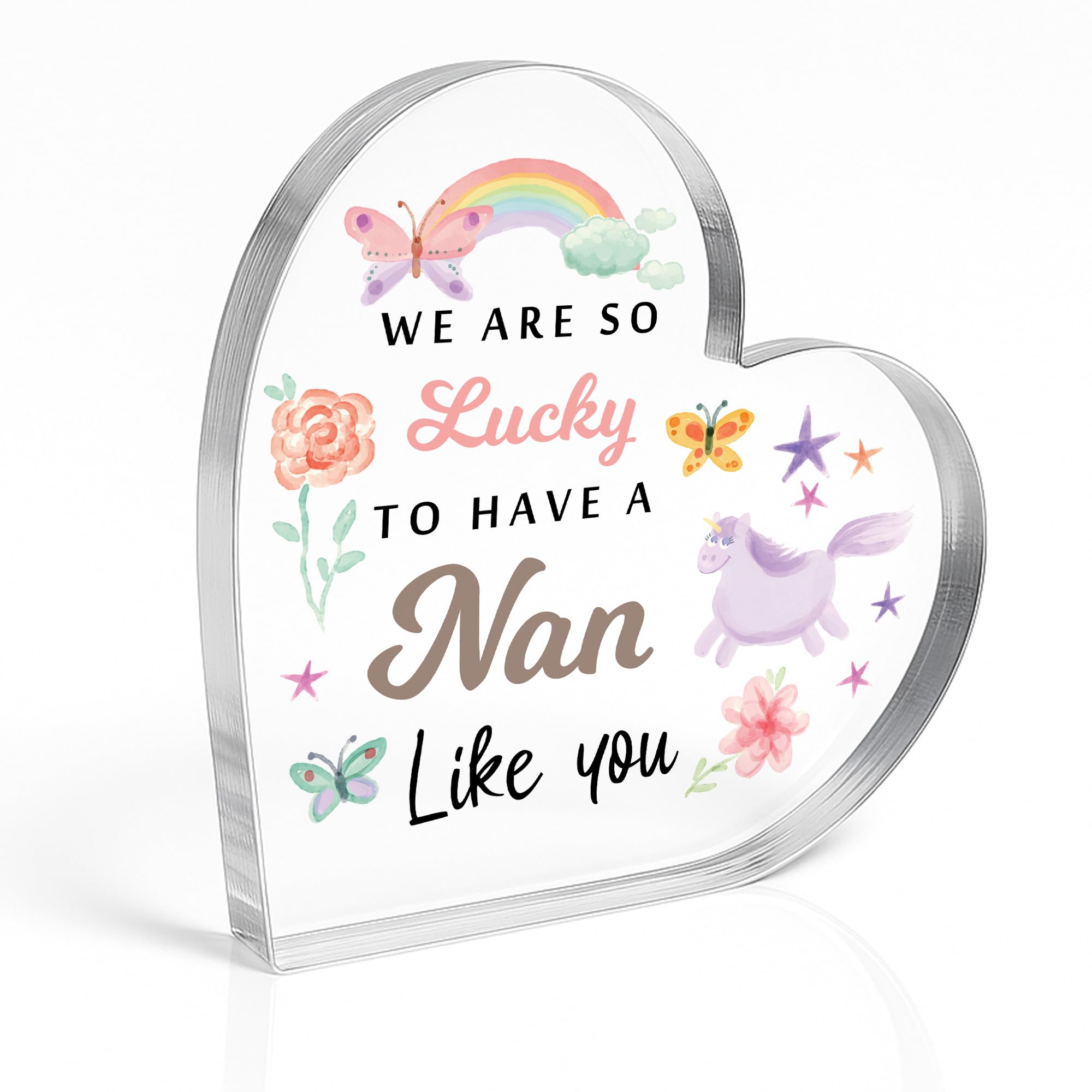 Red Ocean Nan Beautiful Heart Acrylic Plaque For Nan's Birthday Christmas Thank You For Nan From Grandchildren Granddaughter Grandson Her