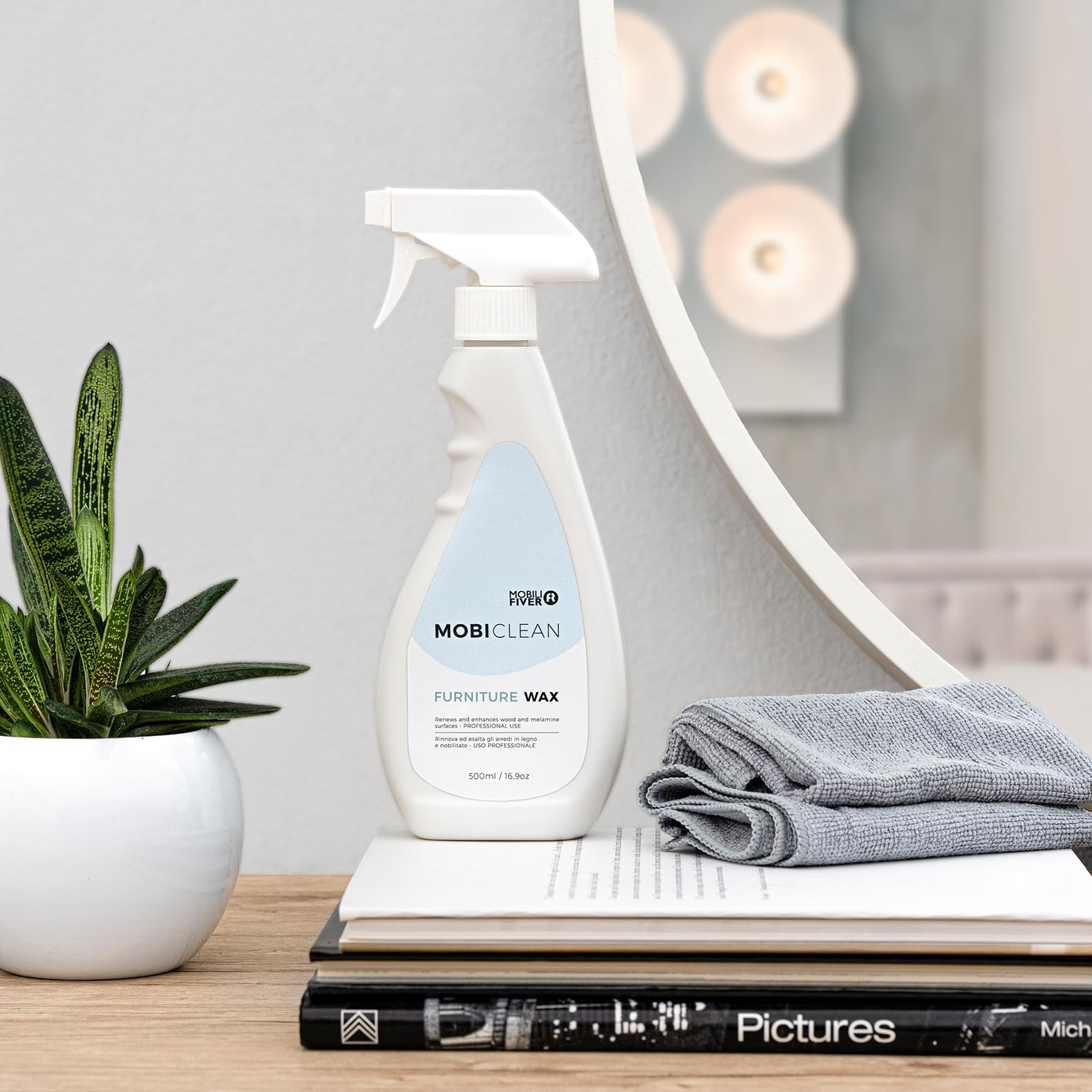 Mobili Fiver, Cera Mobiclean, Fórmula Profesional Para Melamina y Madera 500 ml, producto profesional para muebles de madera y melamina, Made In Italy