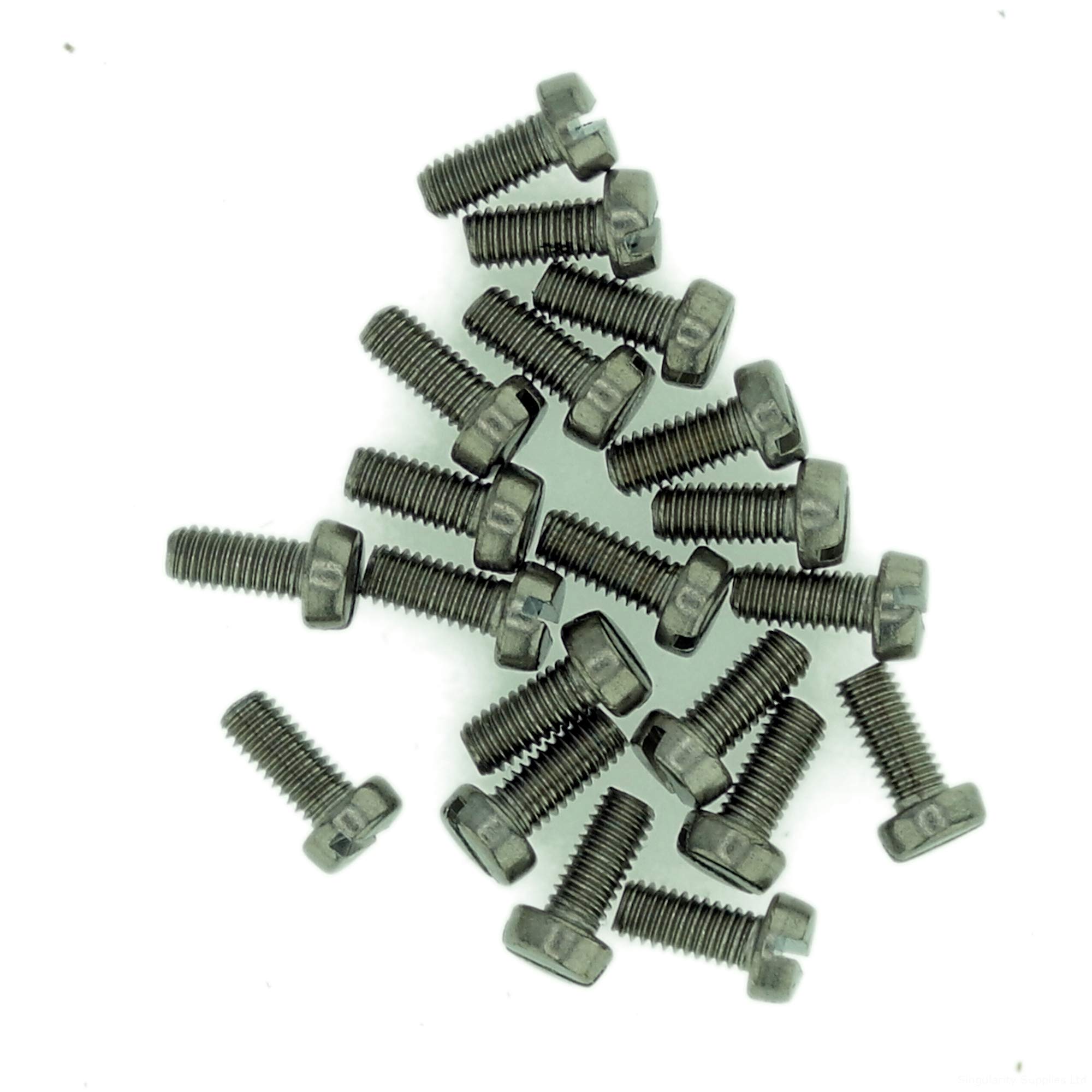 Singularity Supplies M2.6 (2.6Mm X 16Mm) Slot Cheese Machine Screw (Bolt) - Stainless Steel (A2) (Pack Of 20)
