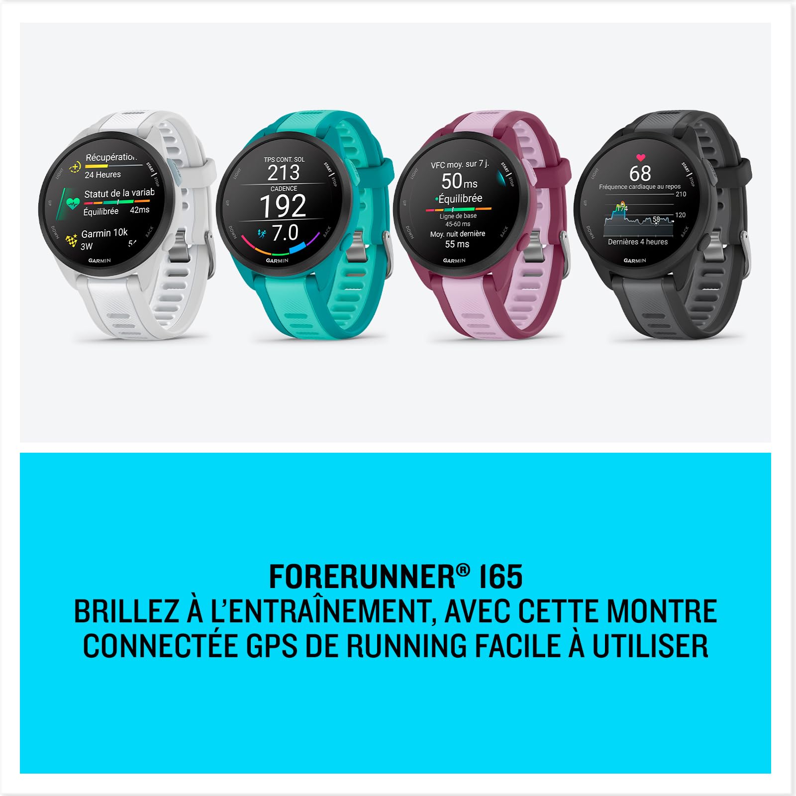 Garmin Forerunner 165, Music - Montre GPS connectée de Running avec écran AMOLED – Noir/Gris - Boîtier 43 mm