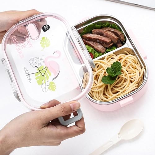 Miniatura 4 de Lonchera Bento con aislamiento térmico de acero inoxidable 304, lonchera térmica de acero inoxidable, estilo ilustración, contenedor a prueba de