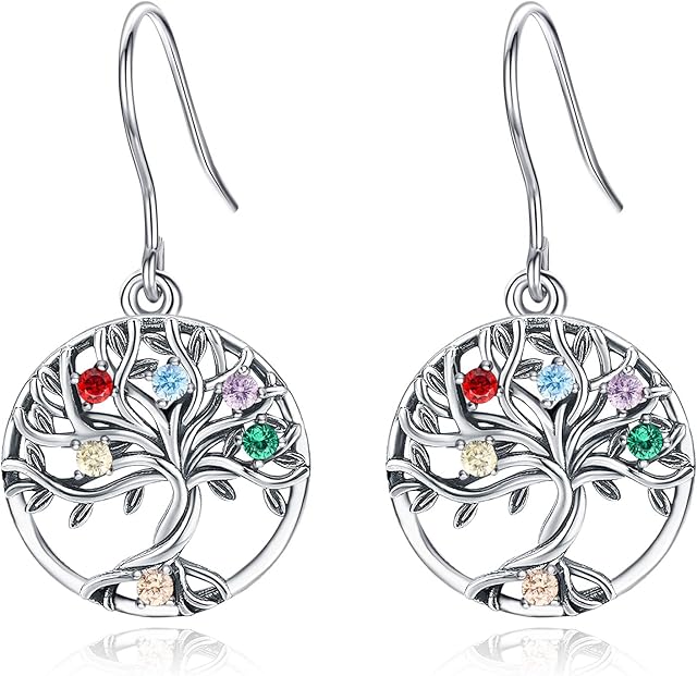 Tree of Life Earrings for Women, 925 Sterling Silver Earrings Cubic Zirconia Jewellery Original Design Symbolizing Luck and Renewal, Allergy Free, Gifts for Mum/Girlfriend/Wife/Daughter