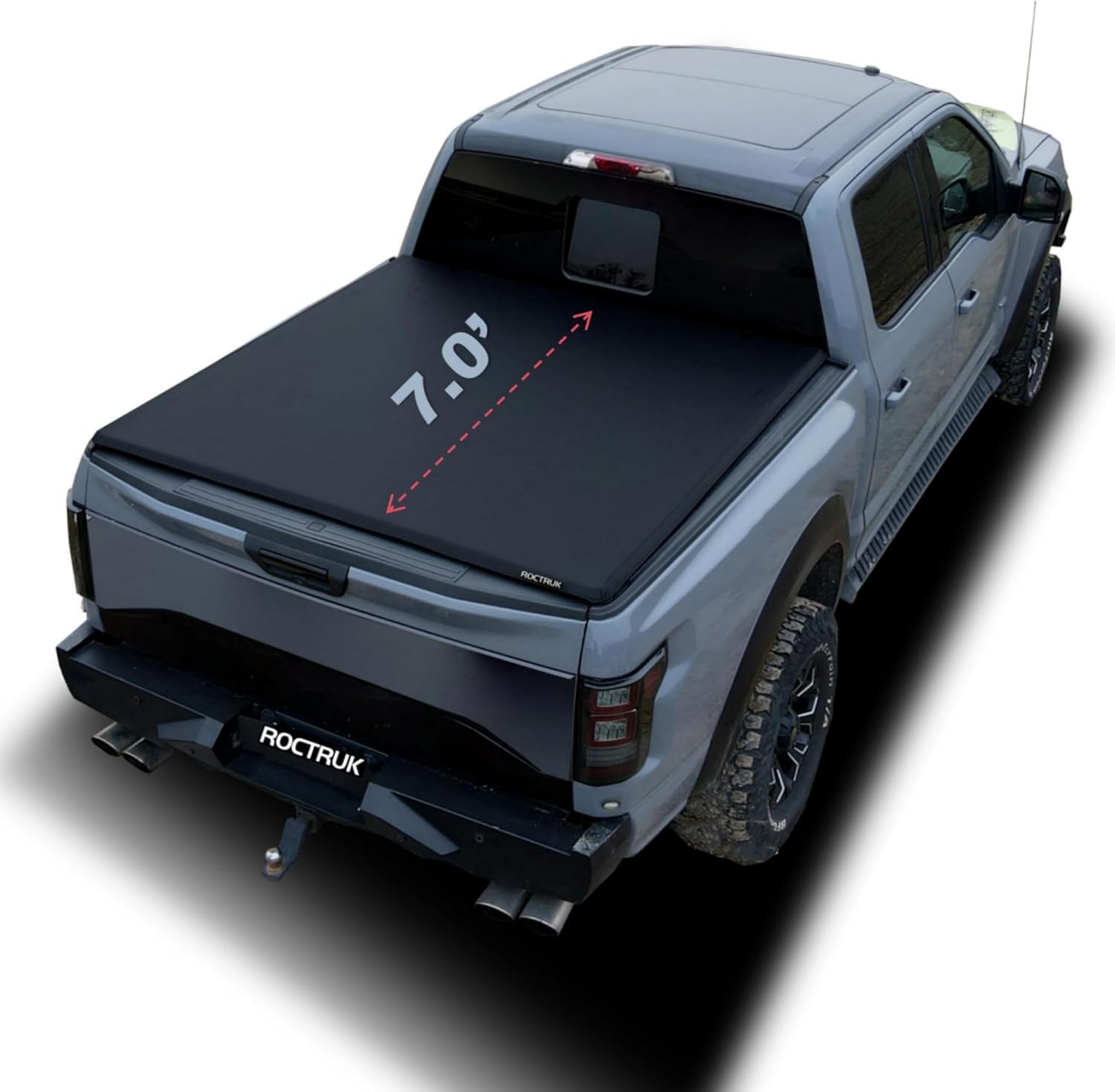7' Soft Roll Up Tonneau Cover Compatible for 2008-2015 Nissan Titan Vinyl Long Truck Bed Cover | Fit for Factory Utility Track