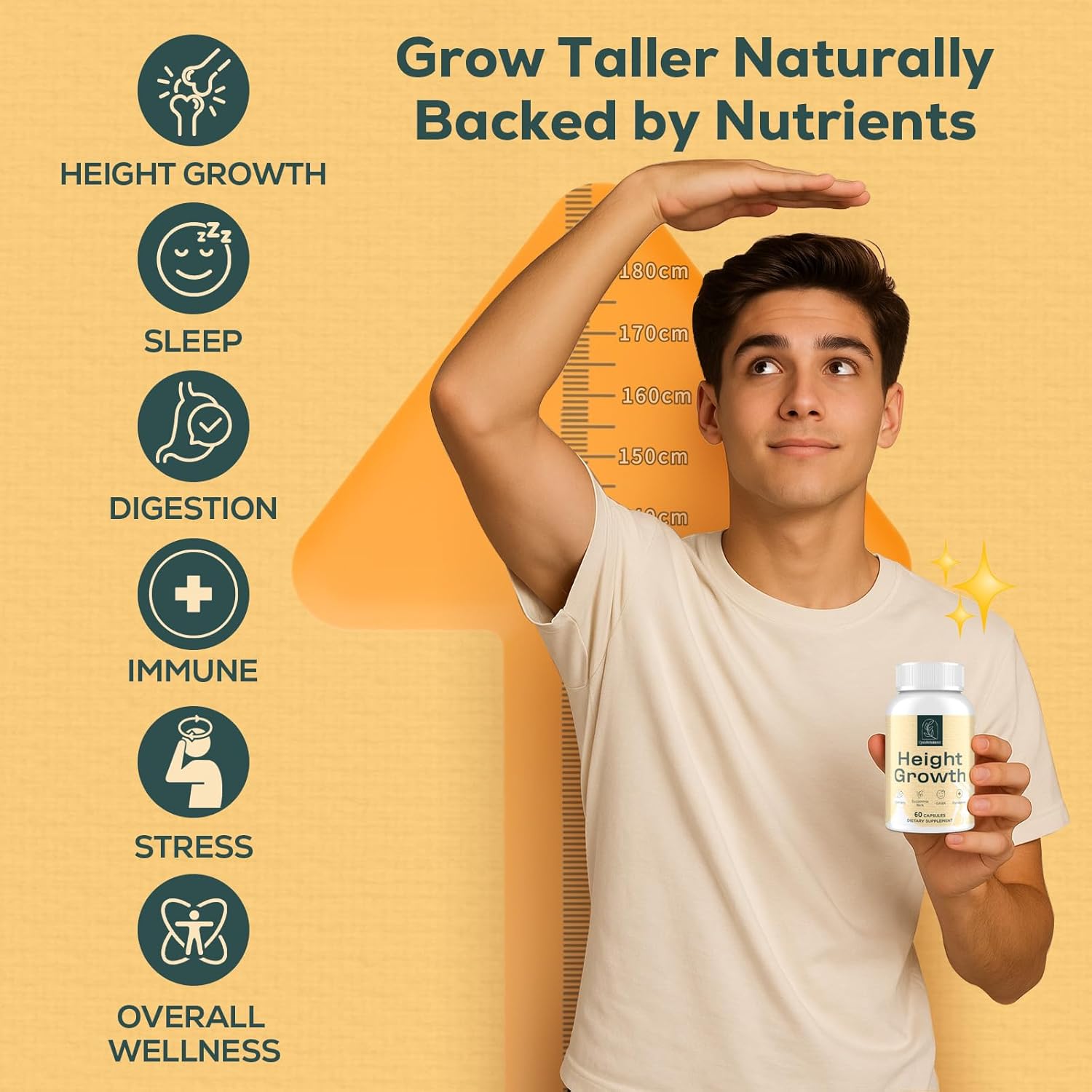 25-in 1 Bone Strength Supplement - for Natural Growth, Digestion and Stress - High Absorption - Calcium, Magnesium, Zinc, Ashwaganda and Multivitamins for Age 12+ | 60 Caps - Image 4