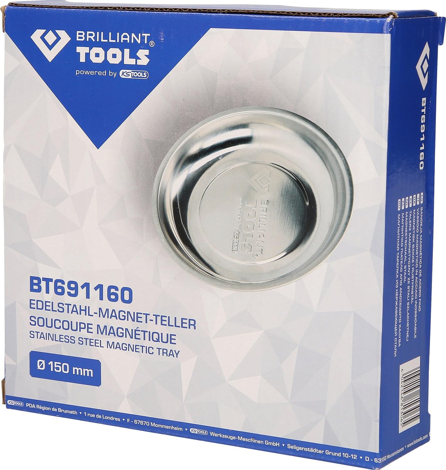 BRILLIANT TOOLS BT691160 Vassoio magnetico in acciaio inossidabile, Ø 15 cm [Powered by KS TOOLS]