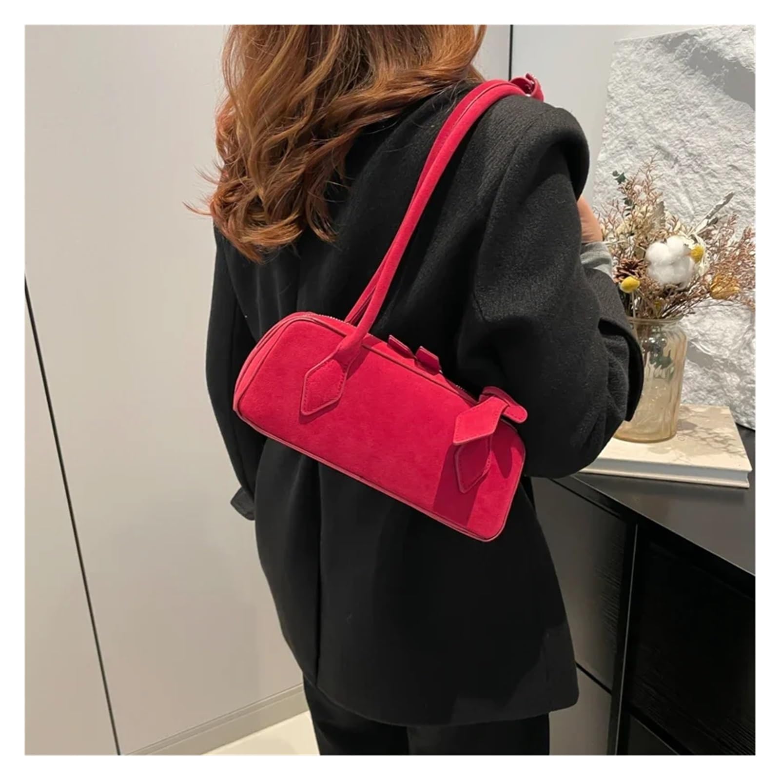 Bolso bandolera PU Zipper Solid Color Bowling Shoulder Bags Simple Tote Women's Bag Cute Underarm