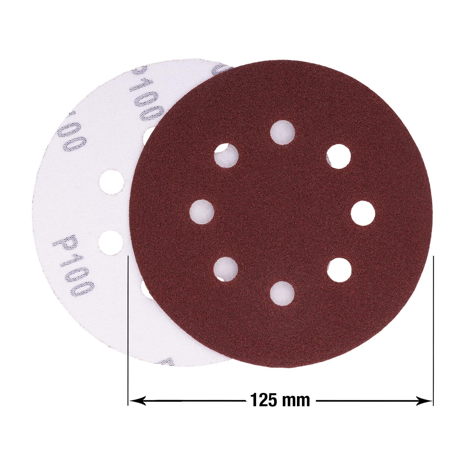 Schleifpapier 125mm Klett Set · P40 P60 P80 P100 P120 je 20 Stück · 8 Loch Schleifscheiben für Exzenterschleifer 125 · Schleifpads in Körnung 40 60 80 100 120 240