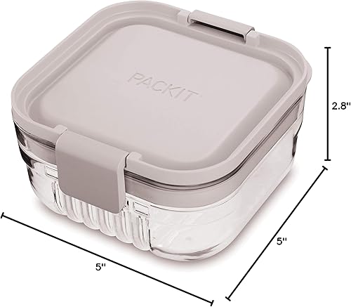 Miniatura 9 de PackIt Mod Snack Bento Recipiente de almacenamiento de alimentos, gris acero (paquete de 2)