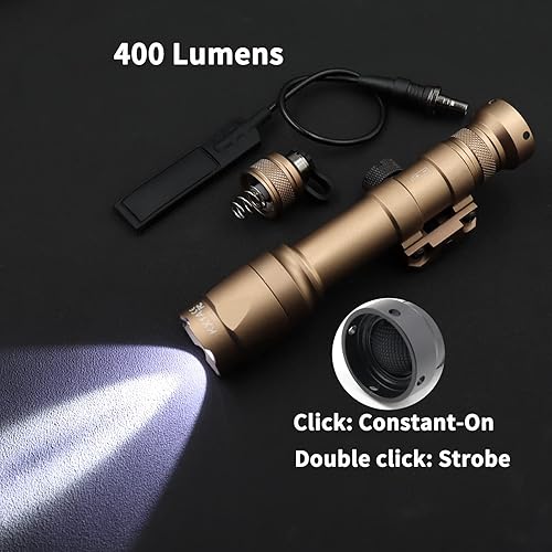 Miniatura 2 de LThyzszb Luz blanca LED M600C con luz estroboscópica para rifle de arma, con interruptor de presión remoto, luz táctica de 400 lúmenes, color marrón