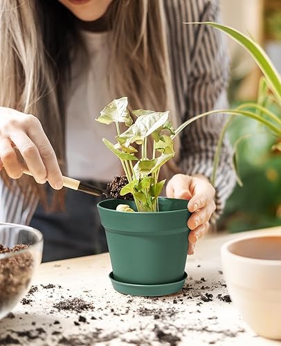 Miniatura 2 de homenote Macetas, paquete de 15 macetas de 6 pulgadas con múltiples agujeros de drenaje y platillos, macetas de plástico para todas las flores de