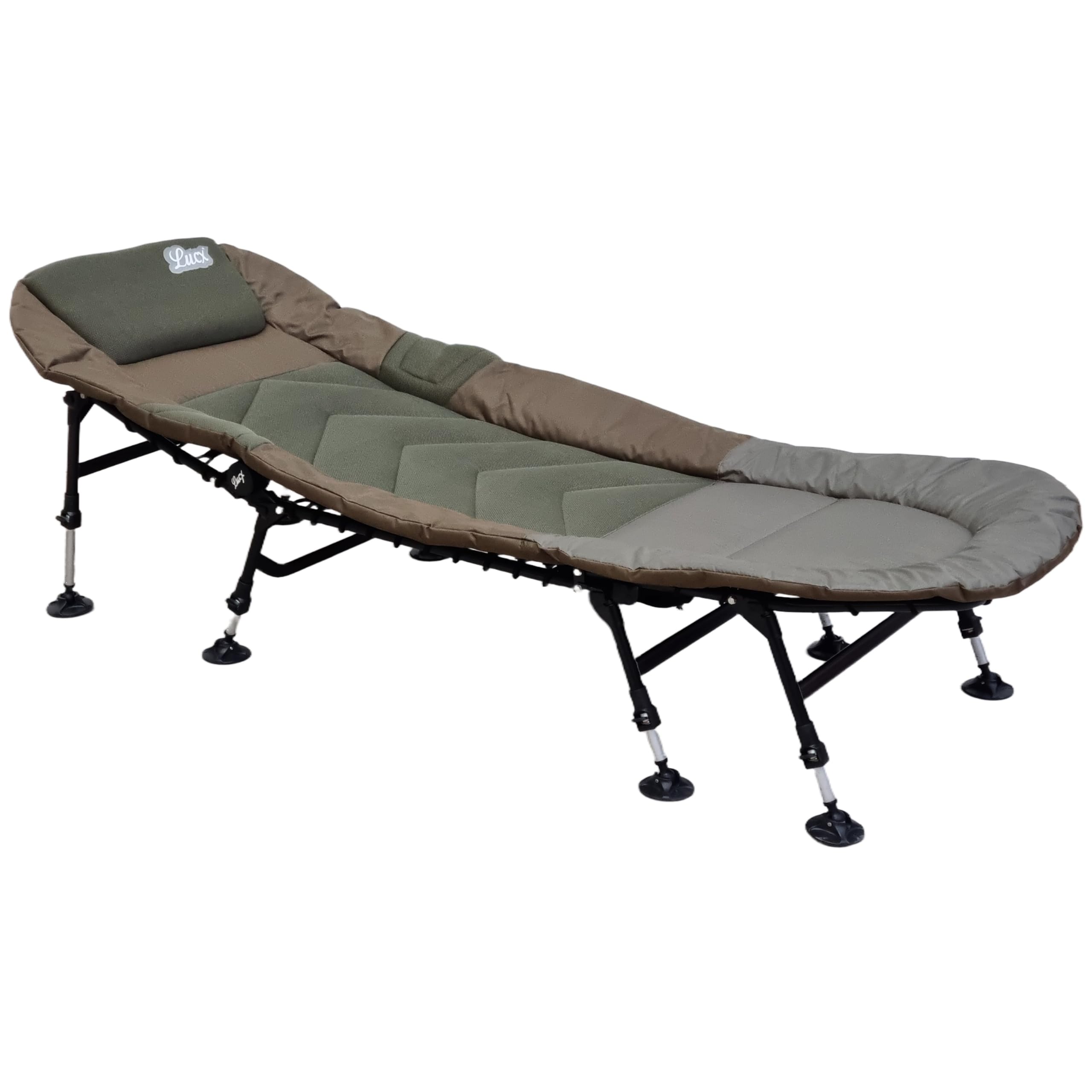 Lucx Patriot Komfort Bedchair Angelliege Karpfenliege 8 Beine Liege mit Matratze Gartenliege Maße (L/B/H): 195 x 80 x 40 cm