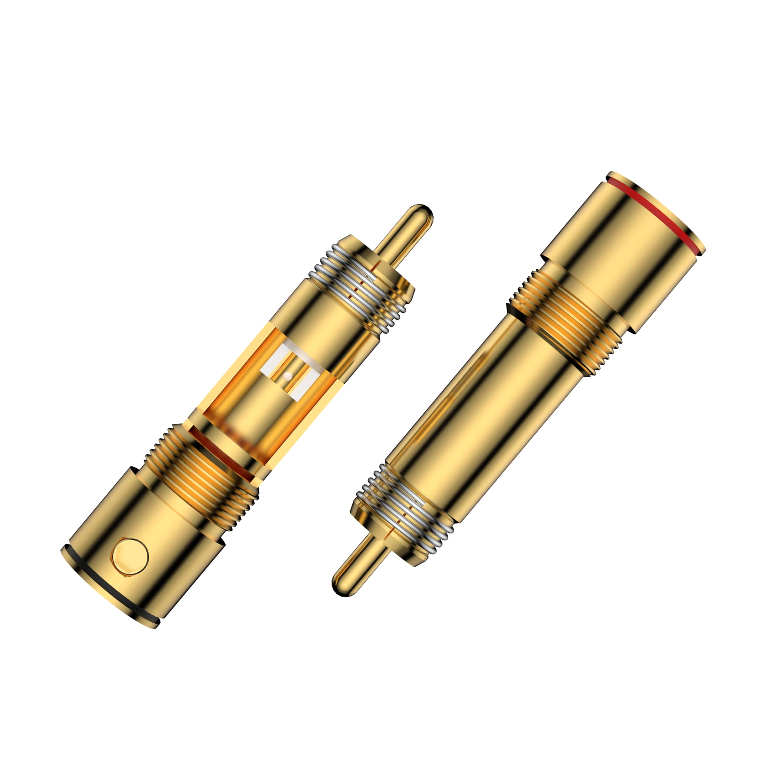 Viborg - Spina audio RCA in puro rame, connettori RCA in lega di alluminio, isolamento in teflon, connettori audio stereo RCA AV, confezione da 4 Gold Plated