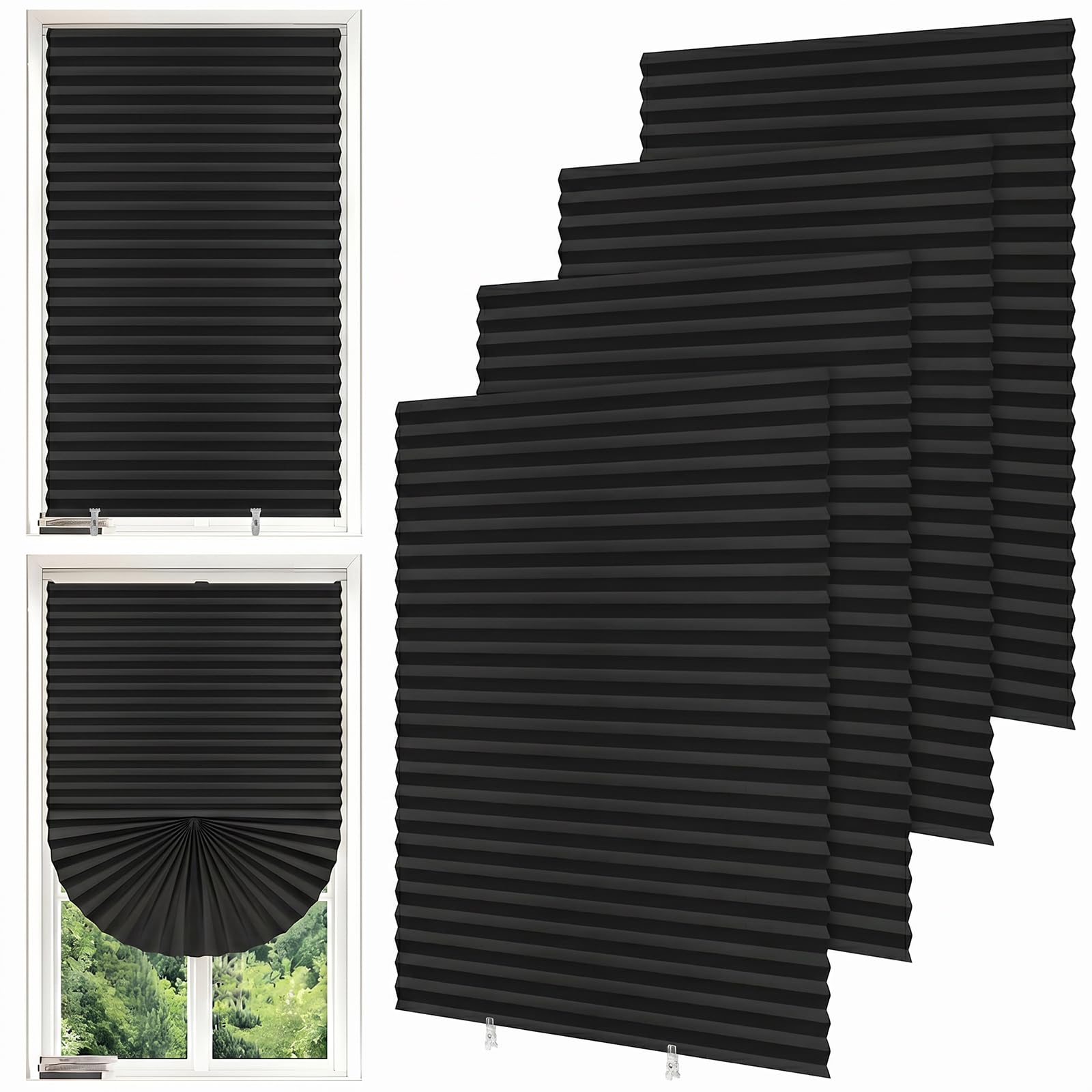 4 Pack Temporary Blinds - (Light Filtering,60x150CM) No Drill Temporary Blinds Stick on Blackout Shades, Non-Woven Fabric Crop, Self Adhesive No Drill Blinds for Kitchen Bedroom Doors Windows Bathroom — image 1