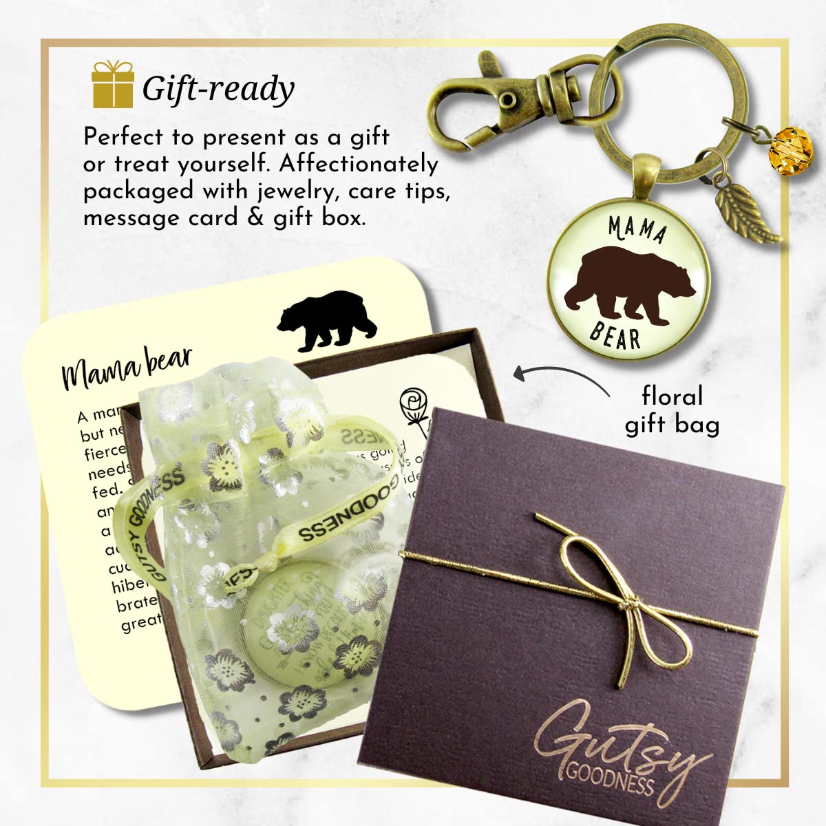 Gutsy Goodness Mama Bear Keychain Womens Pendant New Mom Handmade Jewelry Gift : Handmade Products