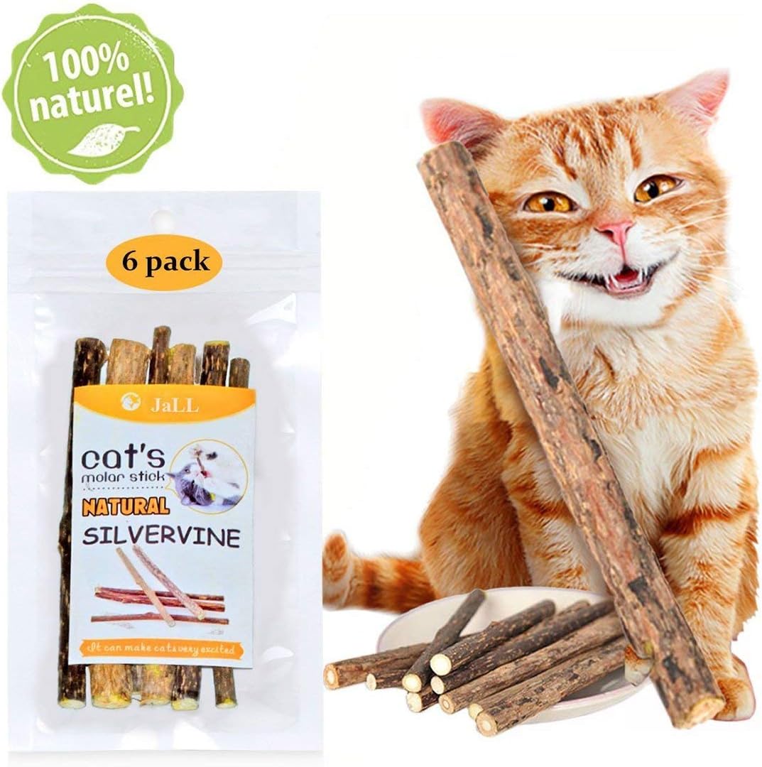 Catnip Sticks 6 Pcs Matatabi Cat Stick Catnip Chew Sticks Pet Kitten Cleaning Teeth Healthy Care Organic Silver Vine Bully Sticks Ecological Toothbrush Dental Treats Molar Chew Toy