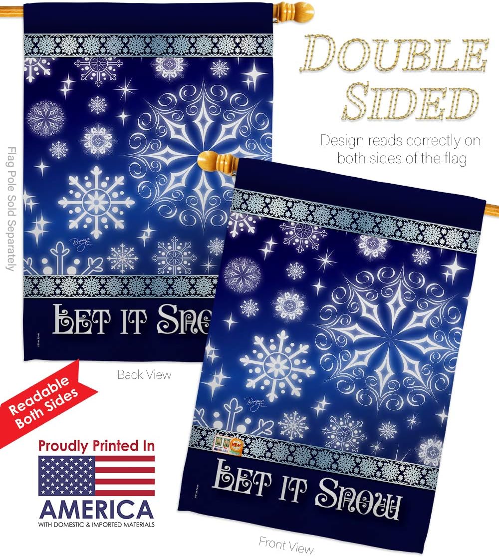 Breeze Decor Winter Wonderland Let It Snow Dream Garden House Flags Set Snowflake Snowman Ice Skate Season Wintertime Small Decorative Gift Yard Banner Double-Sided Imported 28 X 40