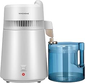 VIVOHOME Destilador De Água De Bancada De 6 Litros (1,6 Galões), 900 W, Com Filtro Purificador E Interruptor Inteligente, Ideal Para Casa E Escritório, Branco.