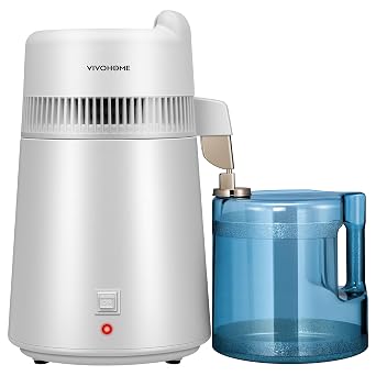 VIVOHOME المياه المقطر كونترتوب 1.6 جالون/6 L 900 W آلة المياه المقطرة مع التبديل الذكية لتنقية تصفية لوزارة الداخلية، أبيض