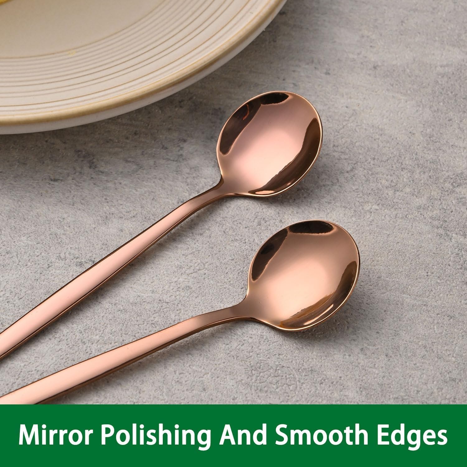 Rose Gold Tea Spoons - 6 Pack Stainless Steel -2