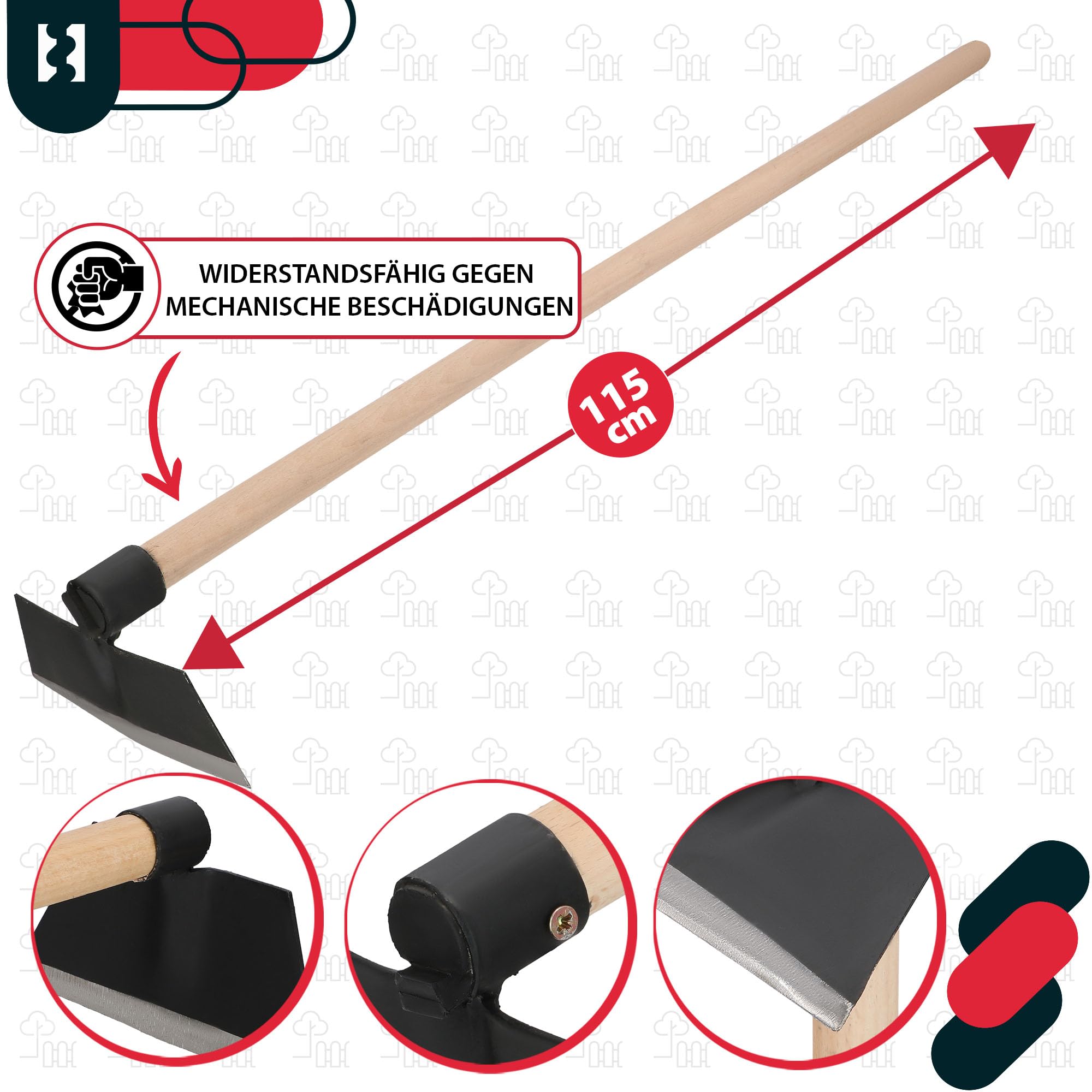 Azada De Jardín KOTARBAU - Herzblatt, 2 Dientes, Mango 120 Cm, Para Deshierbe, Plantar, Cuidado Del Jardín