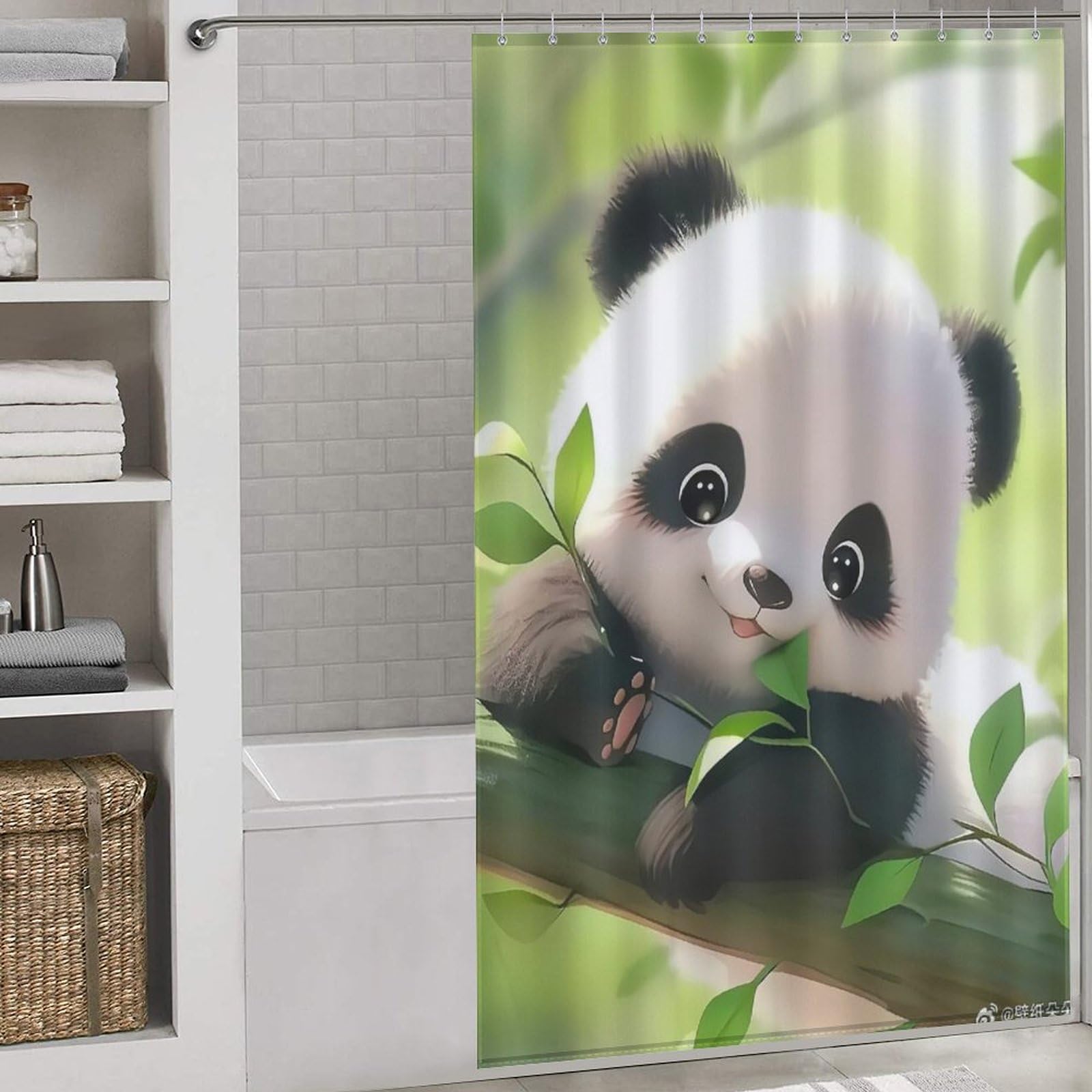 Rideau de douche panda pour salle de bain familiale étanche en polyester