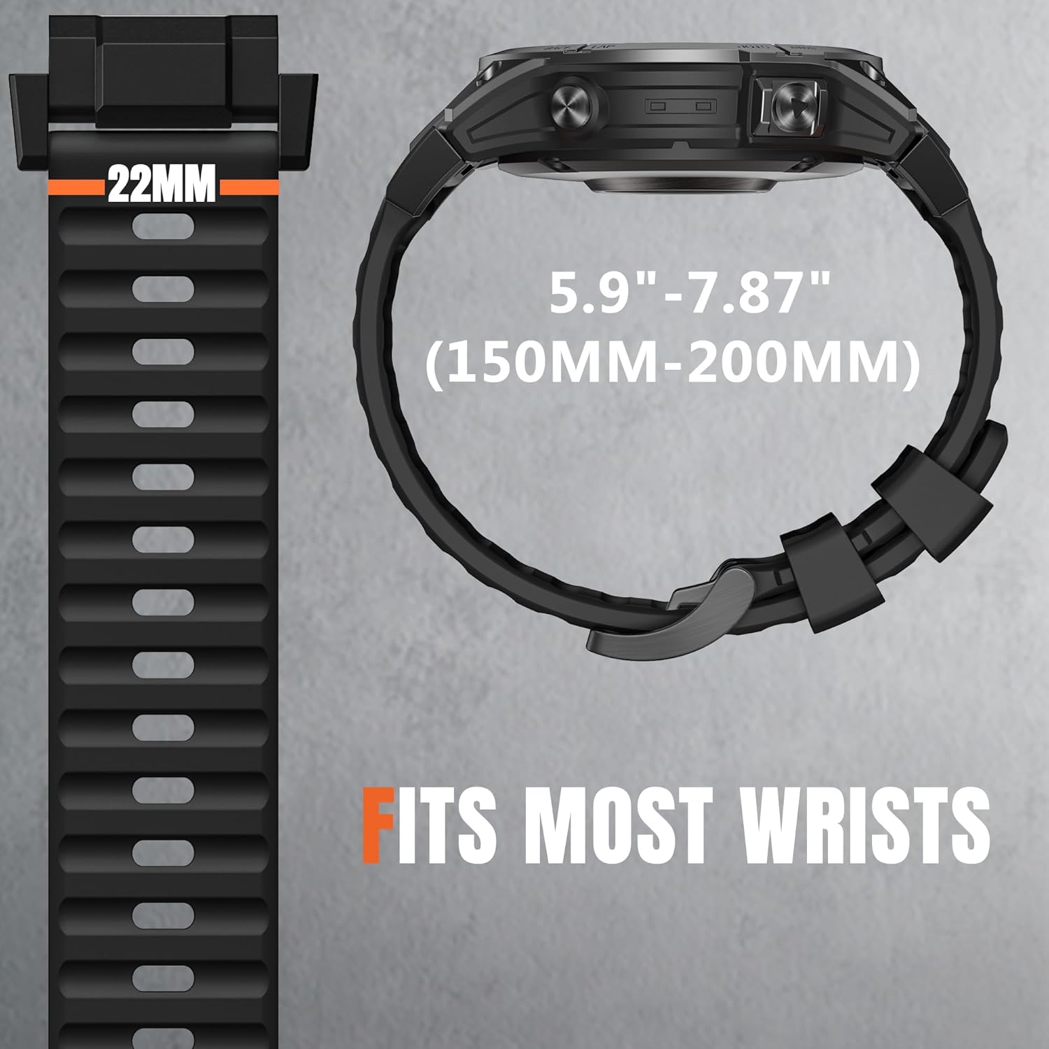 Bandletic Compatible with Garmin Instinct Watch Bands - Stainless Steel Silicone Rugged Strap Quick Fit 22mm Watch Band for Fenix E/8/7/6/5/Forerunner 965/955/945/935/745/Epix 2/Approach S70/S62/S60