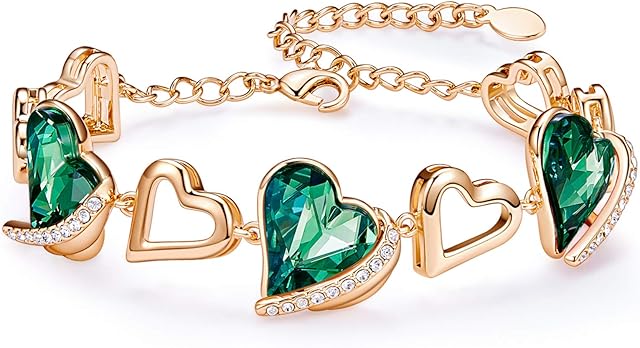 CDE Love Heart Bracelets for Womens Jewellery 20K White/Rose Gold Plated Adjustable Bracelets with Crystal Christmas Birthday Mother's Day Jewelry Gifts for Her Wife Ladies Mum