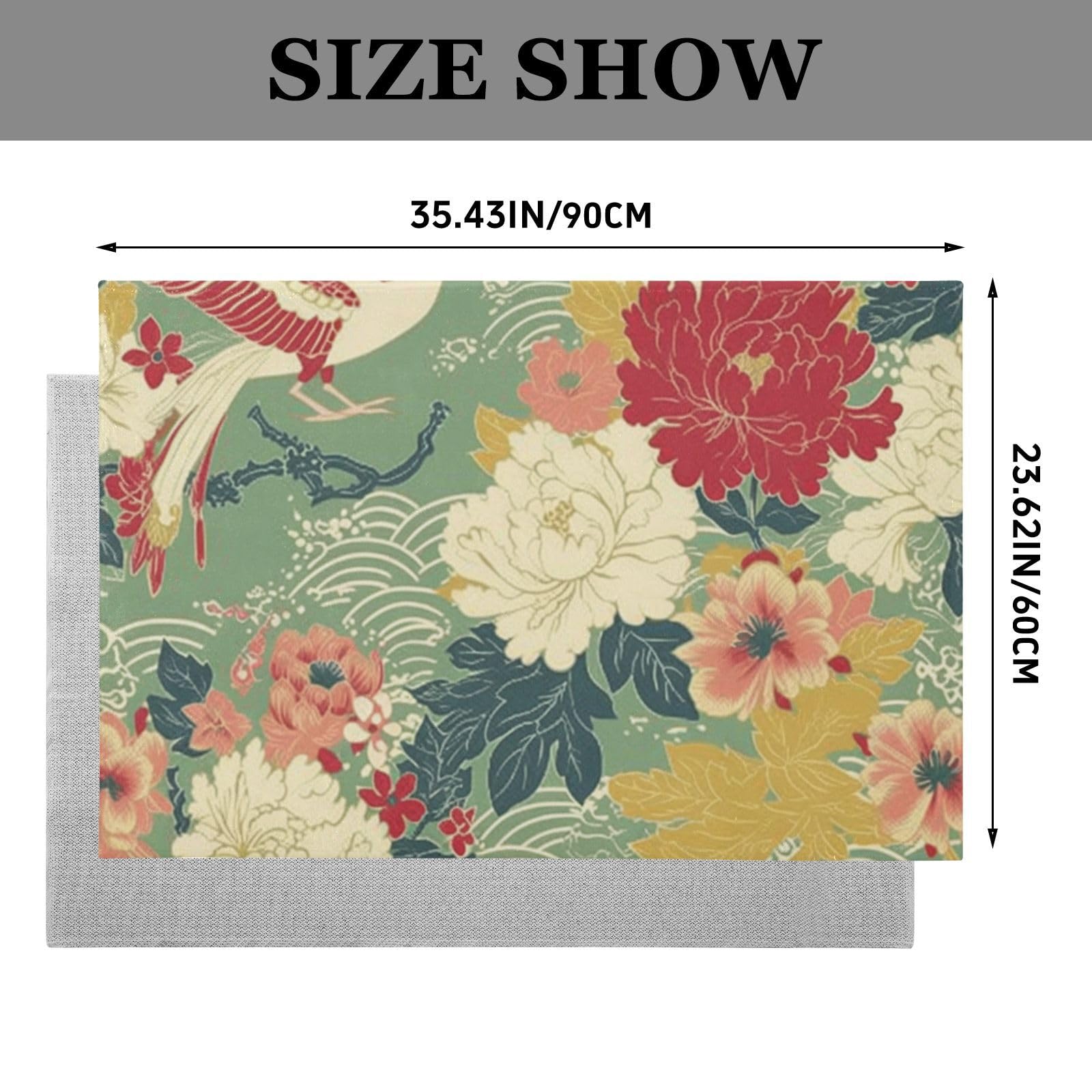 GuoChe Dywaniki 61 x 91 cm zmywalny antypoślizgowy dywanik kuchenny do salonu sypialni jadalni wzór żurawia loralnego