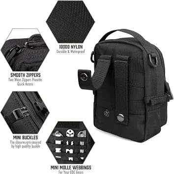 WYNEX Tactical Molle Pouch Small, EDC Utility Pouch Tactical Tool Pouches Bag Compact Multi-Purpose Waist Pouch Include Flag Patch, Mini Design of 3-Day Assault Backpack
