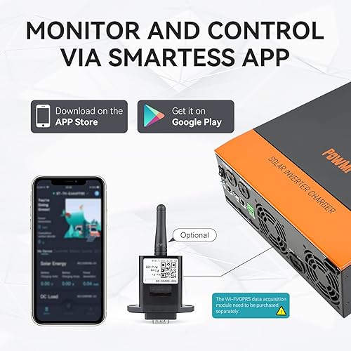 Miniatura 7 de Inversor solar de 3500 W 48 V Inversor de red de 120 VCA, inversor solar de 48 V con cargador MPPT de 3500 W todo en uno para el hogar, RV, camión,