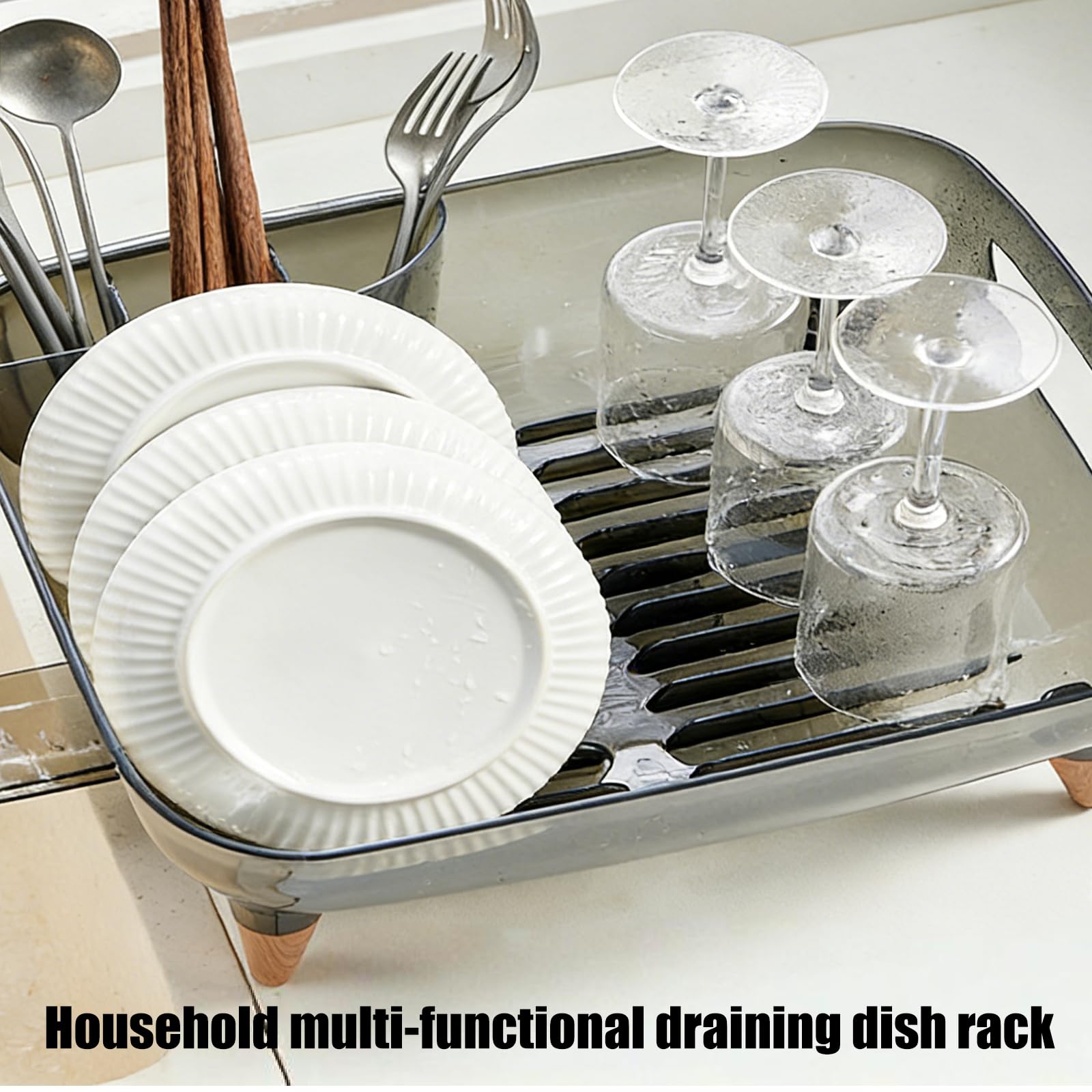 Organizadores de cocina multifuncionales con boquilla de drenaje y escurridor de gran capacidad para platos, cubiertos, vasos, escurridor