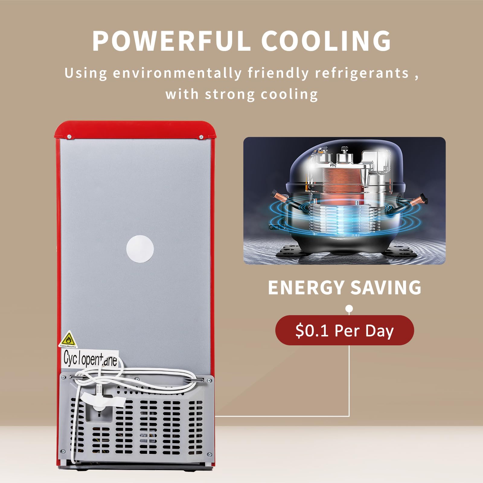 AXUTL Retro Mini Fridge Refrigerator with Freezer Bedroom Dorm Red 3.5 Cu.ft Compact Small for RV Apartment 2-Door Design on Fridge.com