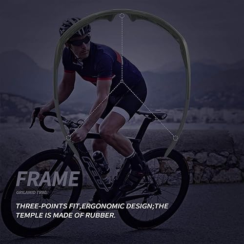 Miniatura 4 de TOREGE Gafas de sol polarizadas deportivas para hombres y mujeres montura EMS-TR90 para ciclismo correr conducir pescar senderismo TR31