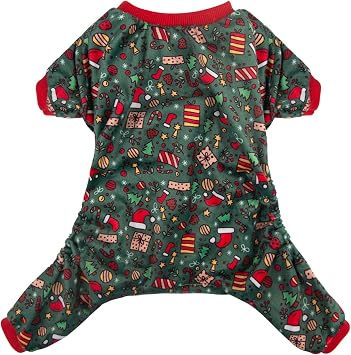 CuteBone Dog Christmas Pajamas Puppy Onesies Small Dogs Soft Pjs Coat Cat Apparel Comfy Pet Clothes Outfit Doggie Bodysuit