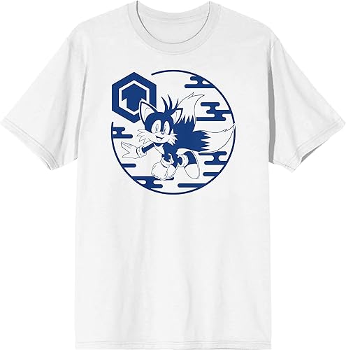 Bioworld Sonic The Hedgehog Tails Character - Camiseta gráfica blanca para hombre