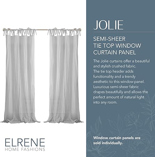 Miniatura 2 de Elrene Home Fashions - Cortina ajustable, se anuda en la parte superior, semitransparente, corrugada, para ventana de un solo panel.