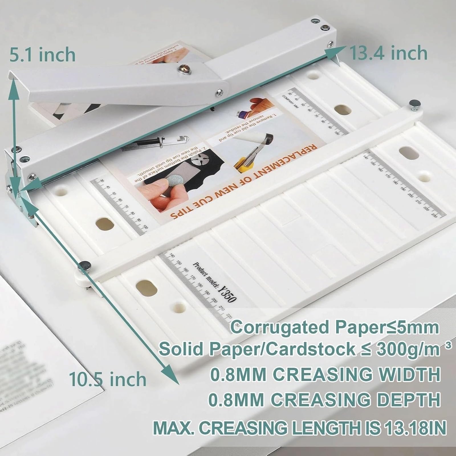 Piegatrice e piegatrice manuale per carta, strumento per cordonatura di carte da 350 mm, piegatrice di carta portatile, per biglietti d'auguri lato corto A4 e A3, inviti per brochure e carta fotografi