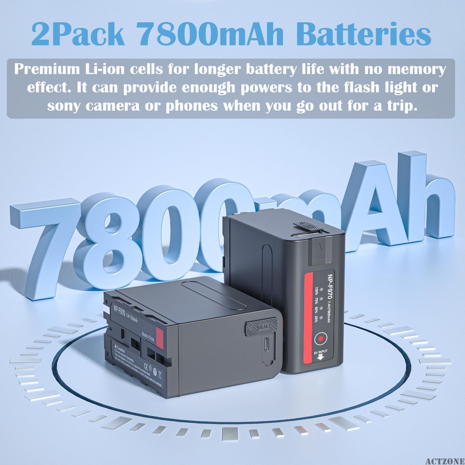 7800mAh NPF970 Battery Compatible with Sony NPF550 F970 F530 F570 Atomos Ninja V Shinobi II Camera Monitor Battery, CCD-SC55 TR516 TR716 TR818 TR910 Handycam Camera led light (USB-C Charging, 2 Pack)
