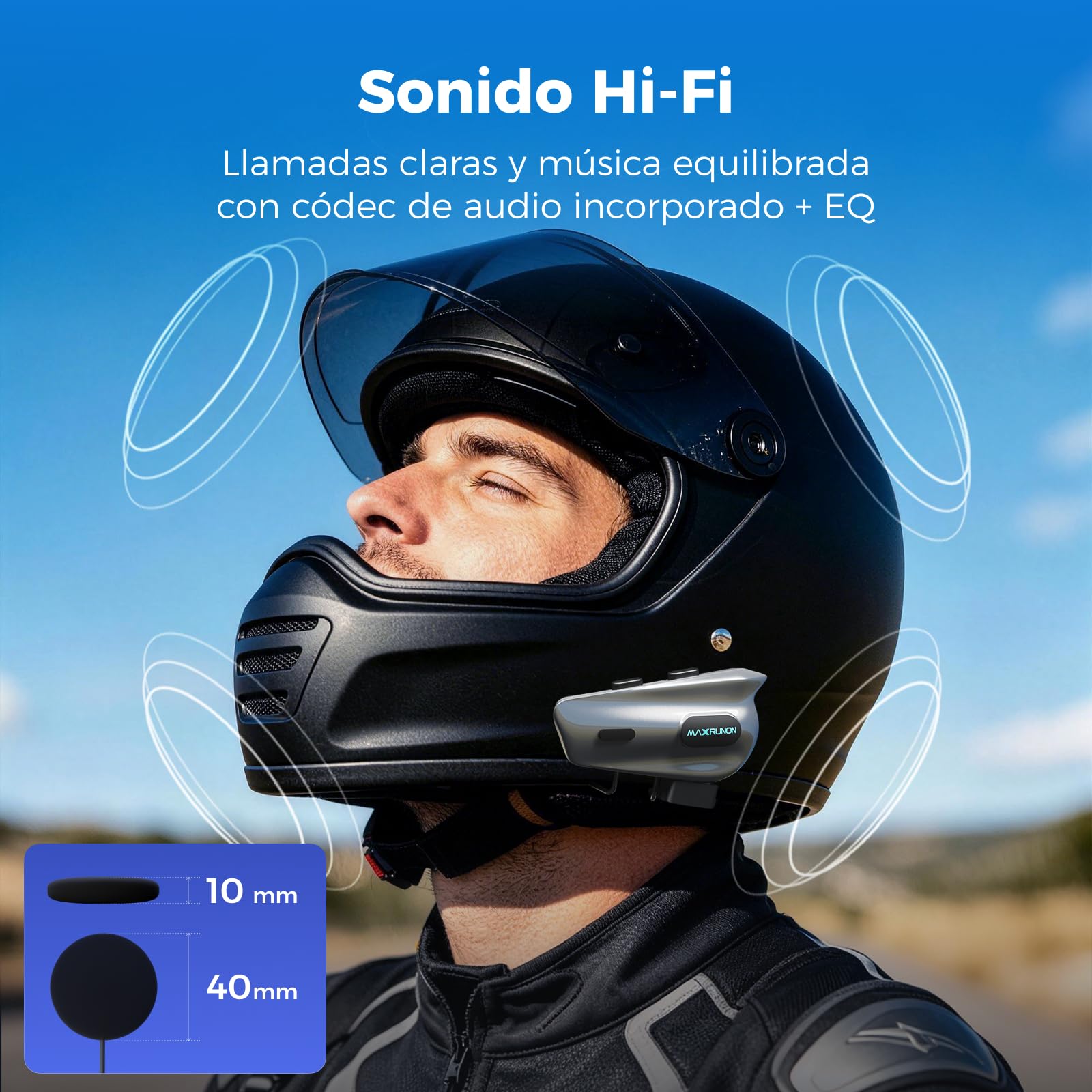2Y Intercomunicador Casco Moto Bluetooth, 2 Motociclistas Intercom, Cancelación de Ruido, Emparejamiento Universal, Audio Multitarea, IPX5, FM