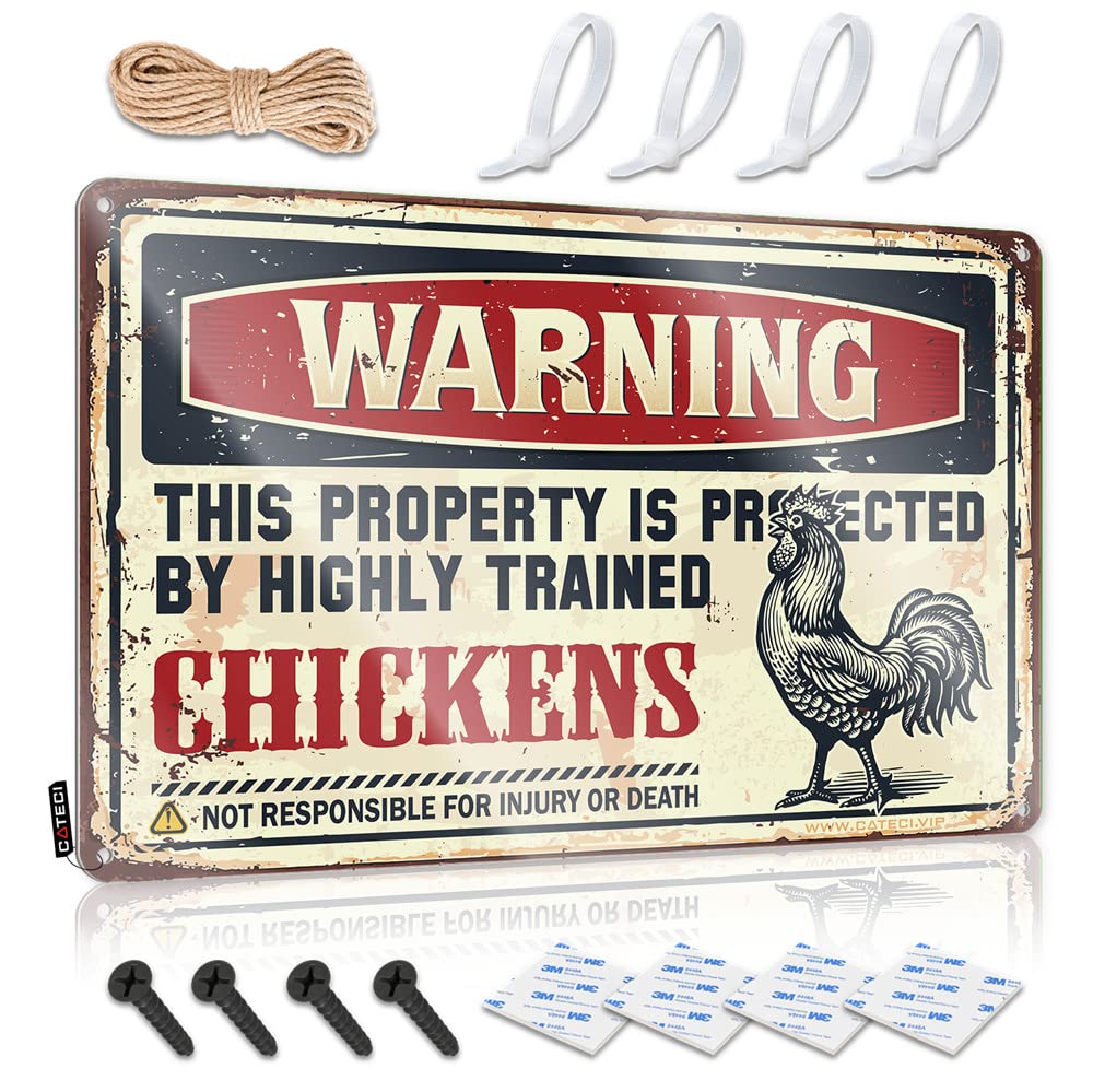 Mwfkkaddb One Color Wall Signs Warning This Property Is Protected By A Highly Trained Chicken2 Sign Bar Open Metal Sign Room Signs For Bedroom