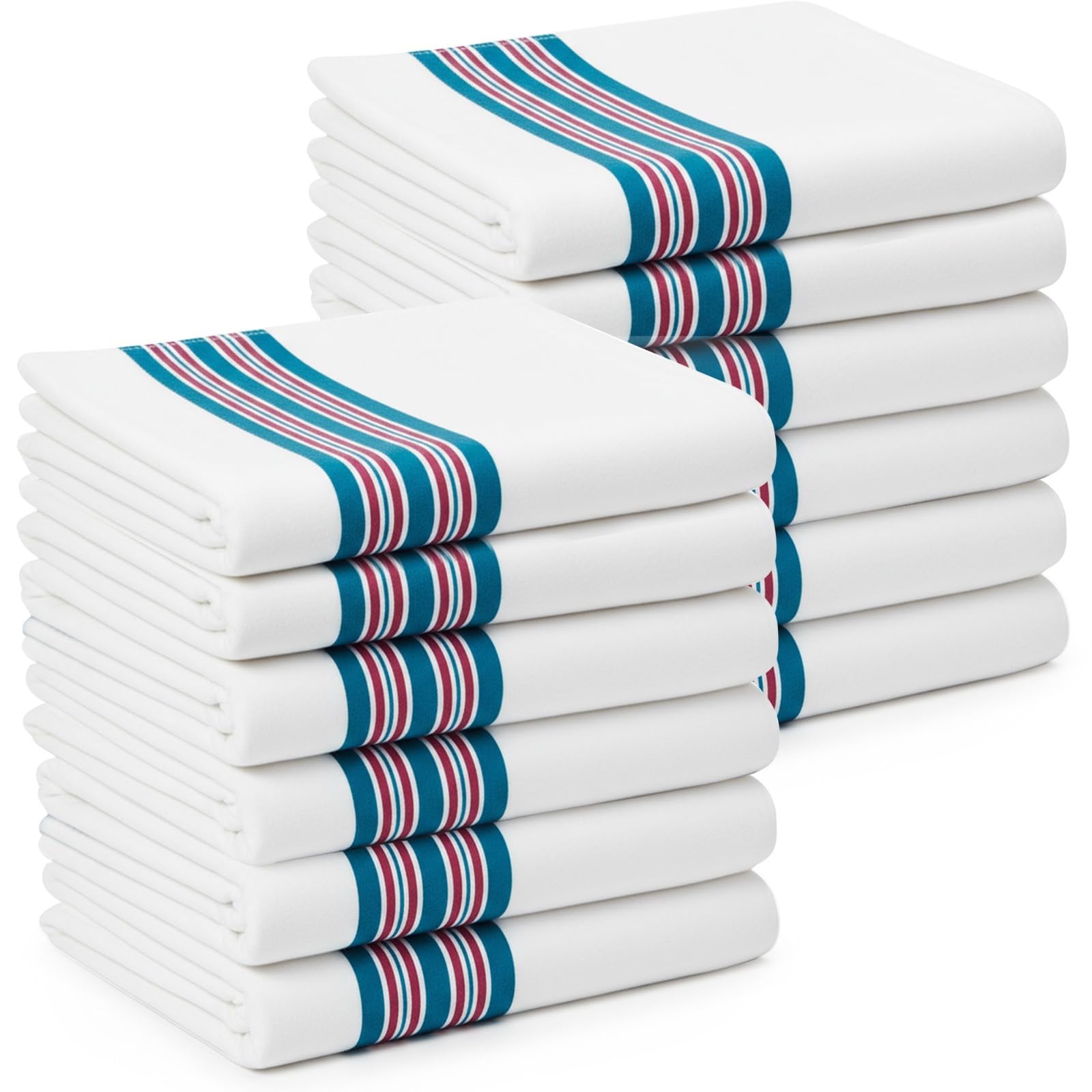 Linteum Textile - Mantas para bebé hospitalario (12 unidades, 30 x 40 pulgadas), 100 % algodón, blanco clásico con rayas azules y rosas