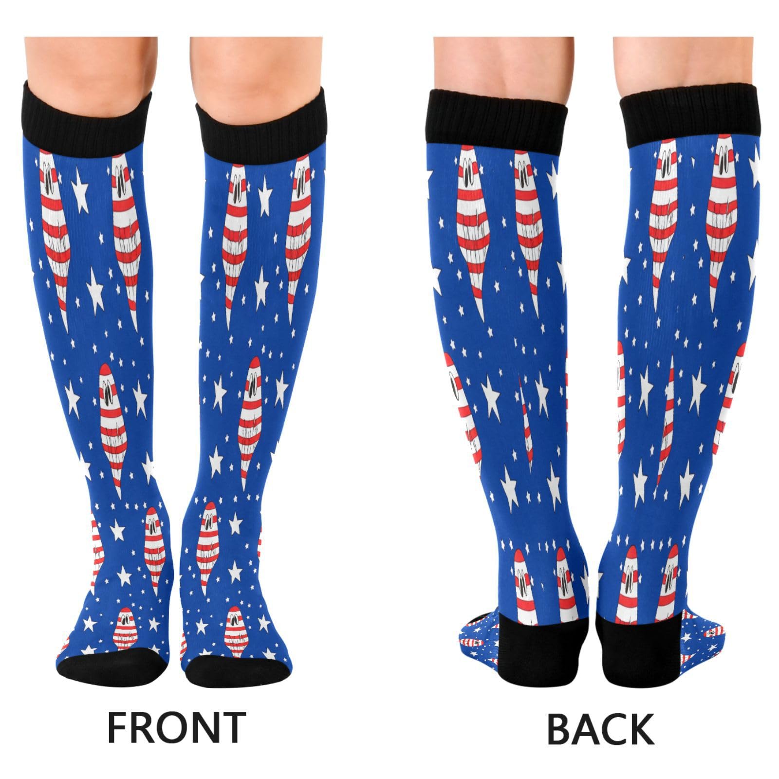 CZXW 1 Pair American Flag Ghosts Compression Socks 20-30mmHg Knee High Women Socks Tube Athletic Stockings for Men Sport Soccer Running Cycling Medical Nurse Winter Travel