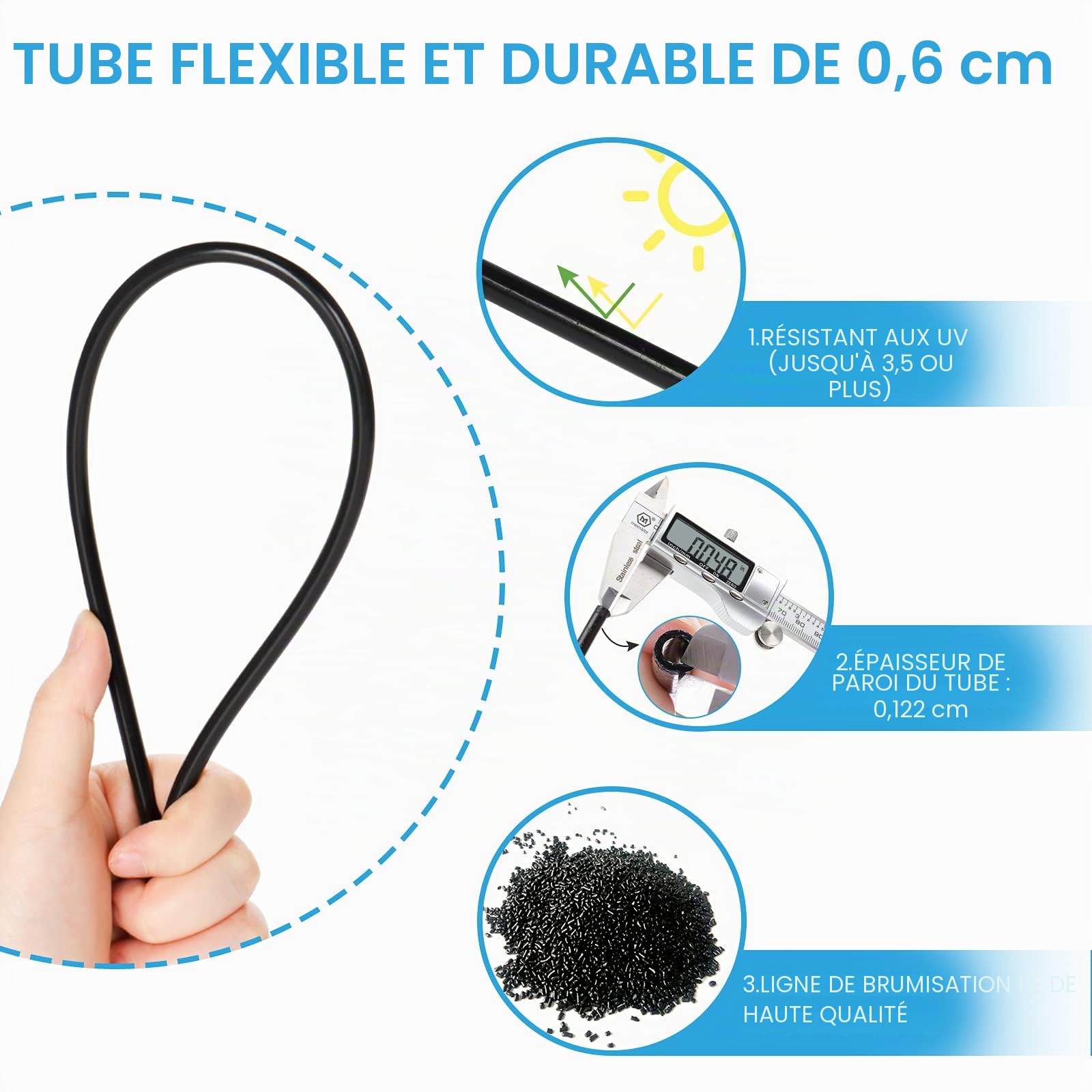 Bonviee Brumisateur pour terrasse extérieure, système de refroidissement brumisateur de 30 m pour terrasse, ligne de brumisation de 30 m + 28 buses de brume + adaptateur en laiton de 1,9 cm, système