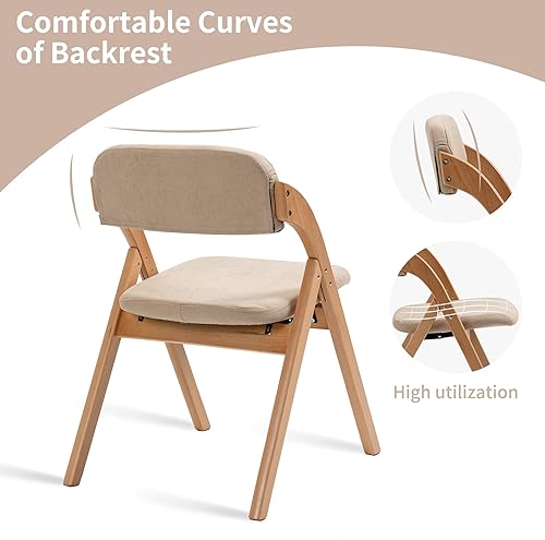 Miniatura 3 de HOMEFUN Sillas plegables con asientos acolchados, juego de 2 sillas de comedor apilables de madera con funda extraíble montada, silla adicional