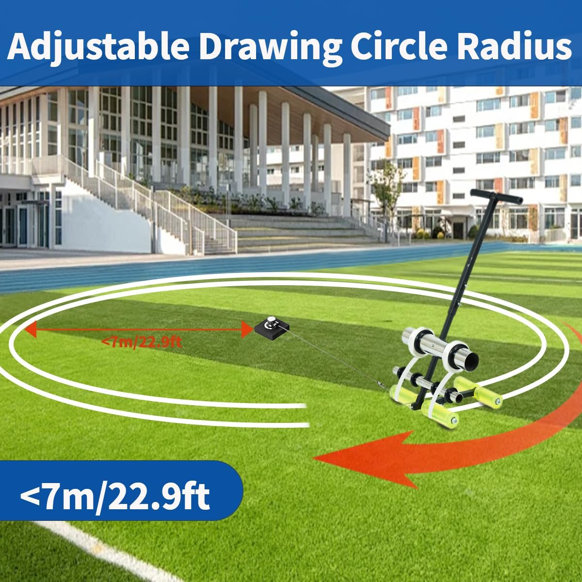 Playing Field Line Striping Machines,Basketball Court Marking Kit+Drawing Circle Kit,Upgraded Widened Floor Tape Applicator,Floor Board Tape Dispenser for Road Warning/Warehouse/Parking Lot